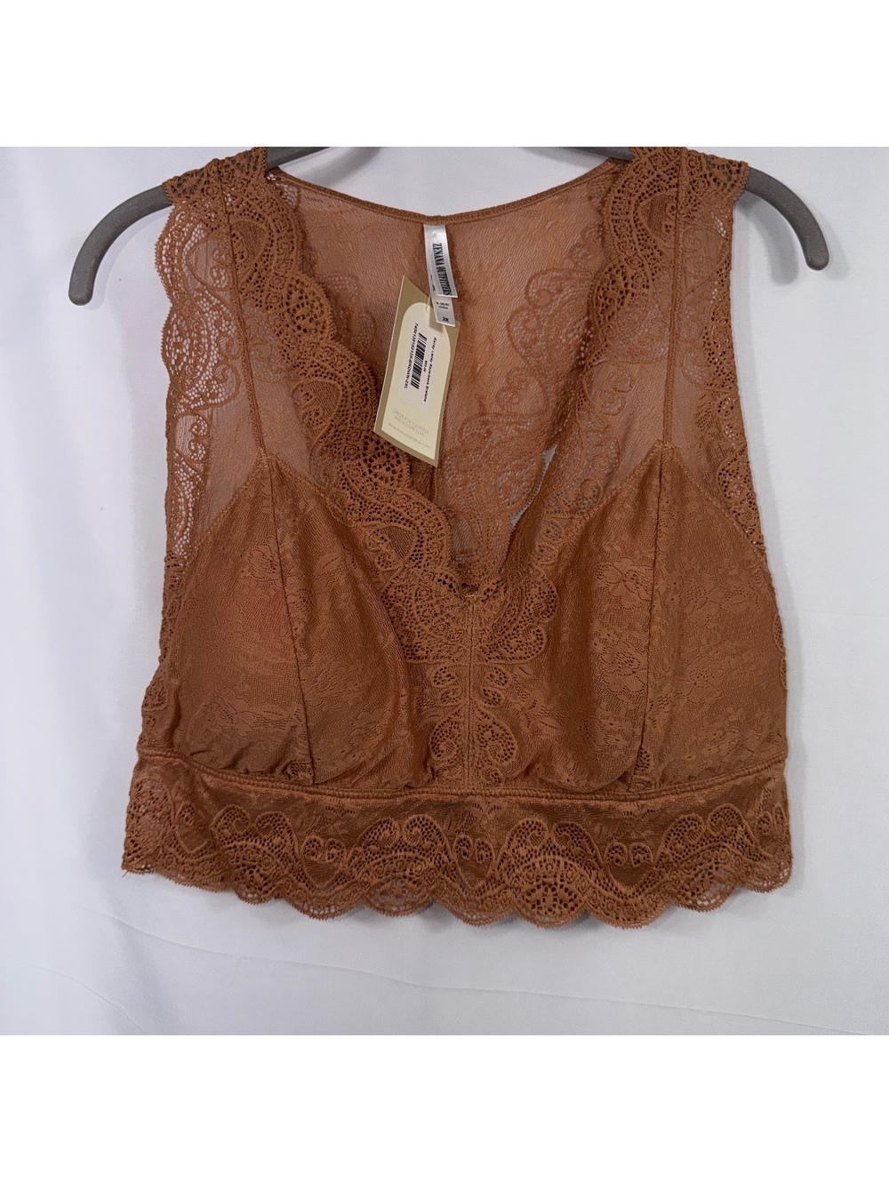 Zenana Outfitters Racey Lace Bralette 2X Brown NWT